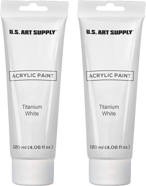 U.S. Art Supply Artists Acrylic Color Paint, Titanium White, 2 Extra-Large 120ml Tubes - Professional Grade, Excellent Tinting Strength, Mixable -...