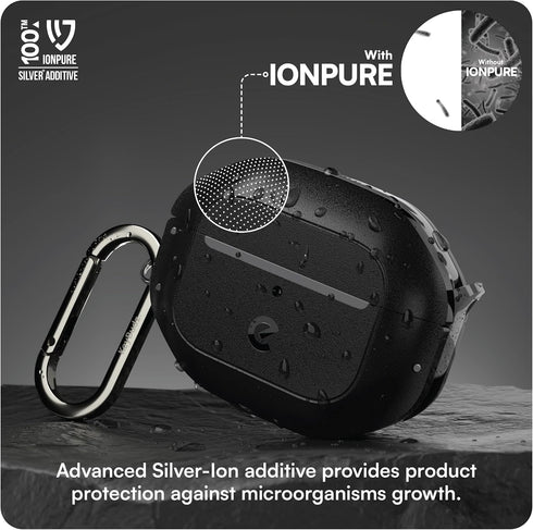 KeyBudz Waterproof Case for AirPods 3, Secure Hydro Latch Lock, Full-Body Rugged Protective Hard Shell Cover with Carabiner (Carbon Black)...