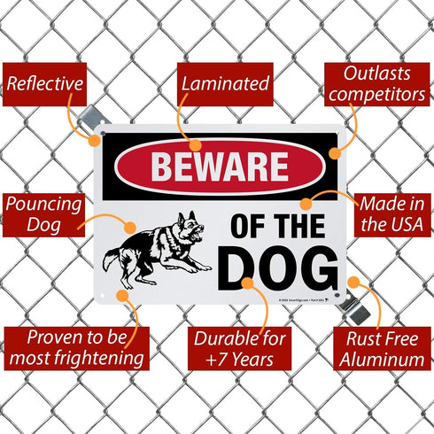 SmartSign Beware of Dog Sign - German Shepherd Signs for Fence/Wall | 10 x 14 Inches, Reflective Aluminum Metal, Dangerous Dog Warning...