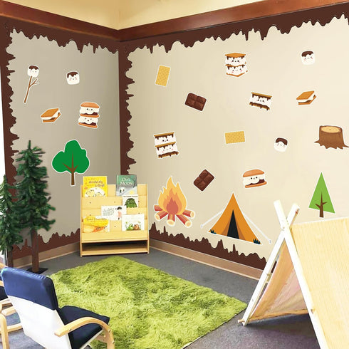 Back to School Decorations, Marshmallow S'More Classroom Bulletin Board Decorations Camping Theme Bulletin Board Sets Cutouts for First Day of Sch...