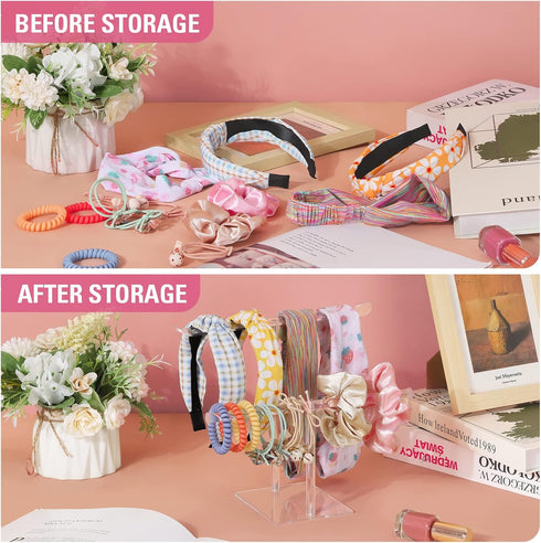 Headband Holder Scrunchie Holder Acrylic, Clear Hair Ties Holder Organizer, Headband Display Stand, Scrunchie Storage Organizer, Hair Accessories ...