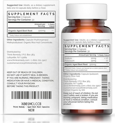 Aged Beet Root Capsules - Beet Pills for Stamina - Organic Beet Root Powder - Nitric Oxide Supplement - Nitrate No Sugar - 30 Capsules - Beet Root...