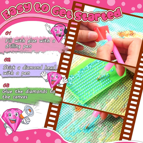 BDTTUG Cute Pig Diamond Painting Kits, 5D DIY Diamond Painting Full Drill Kits, Animal Diamond Painting Kits Gem Painting Art, for Home Decor Room...