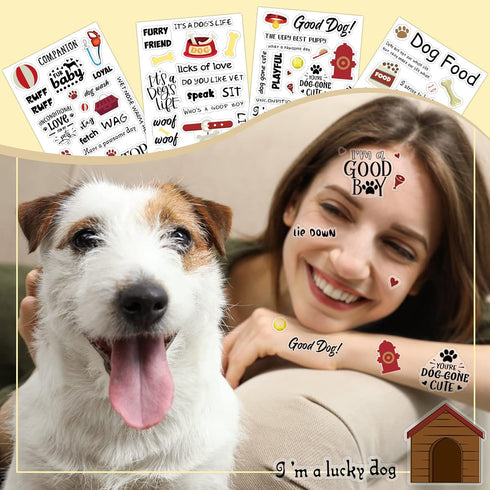 20 Sheets Scrapbook Dog Stickers Dog Phrases Clear Sticker Waterproof Dog Paw Print Stickers with Sayings Puppy Word Stickers for Kids Aldult Scra...