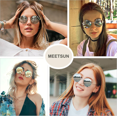 MEETSUN Small Round Sunglasses Polarized for Men Women Retro Vintage Circle Hippie Sun Glasses UV400...