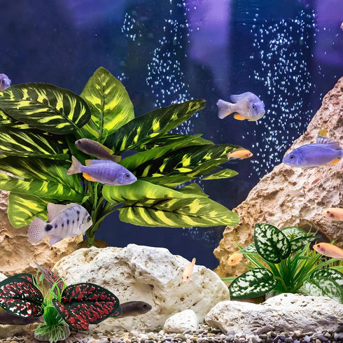 Reptile Artificial Plants, Terrarium Plants Decorations Supplies, Aquarium Fish Tank Plant, Amphibian Habitat Hideout Tank Accessories(L Set-3pcs/...