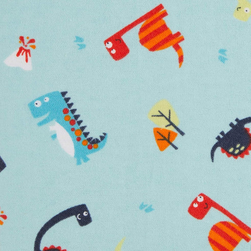Dinosaurs Deluxe Flannel Changing Pad Cover - Dinosaurs Scatter Print Cotton Flannel, Blue, Orange, Red, Green, Fully Elasticized, 6 in Deep Pocke...