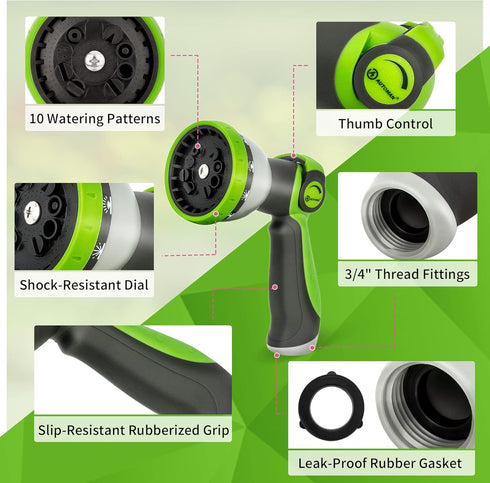 AUTOMAN Garden Hose Nozzle - 2 Pack, Thumb Control Sprayer, Slip-Resistant Water Nozzle, Extra 4 Washers, for Watering Plants Lawn & Garden, Clean...