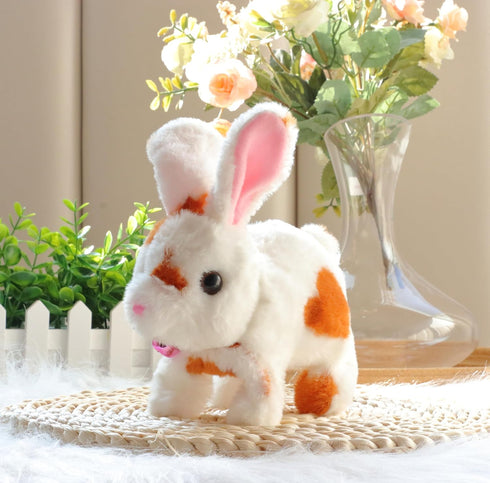 Easfan Walking Bunny Stuffed Animal Interactive Jumping Spotted Rabbit Talking Hopping Ears Nose Moving Educational Plush Toy Easter Birthday Gift...