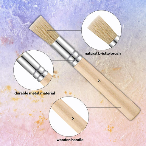 6 Pieces Wooden Bristle Stencil Brushes Set, Multi Size Bristle Painting Brushes Wooden Handle Stencil Brushes for Acrylic Oil Watercolor Painting...