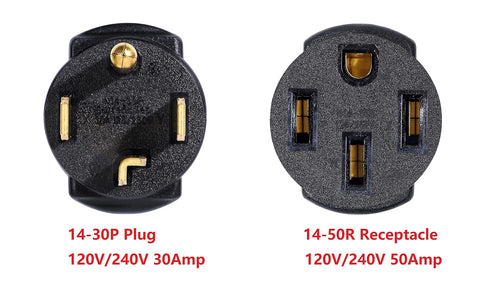 ONETAK NEMA 14-30P to 14-50R Compact 120V/240V 30 Amp 4 Prong Male Plug to 50 Amp 4 Prong Female Receptacle Generator Welder Dryer RV EV Charger C...