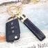 Black Leather double Bling Rhinestones keychain Fingerprint Resistant Plating Metal Key Chain Ring...