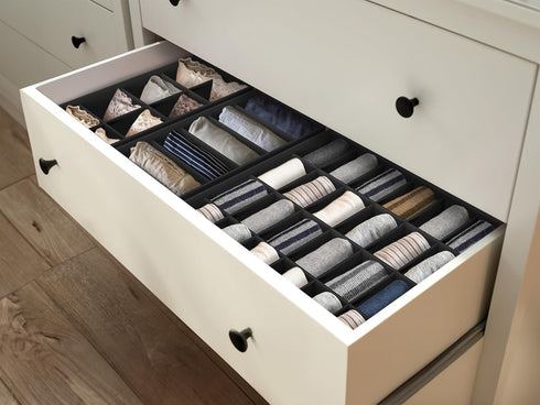 Simple Houseware 4-Pack Drawer Organizer Set - Closet Dividers for Underwear, Socks, Bras, Scarves, Ties - Foldable Non-Woven Storage Boxes, Black...