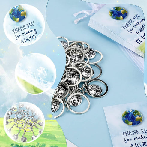 Inbagi 90 Pcs Employee Appreciation Gift Set Mini Keepsake Appreciation Notecards Set Wallet Sized Cards Employee Drawstring Bags and Silver Globe...