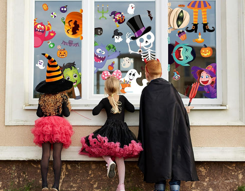 BAYLAY Halloween Window Clings - 10 Sheets Halloween Window StickersDouble Sided Halloween Window Decorations Hallween Window Clings for Class Hal...