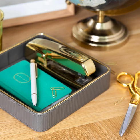 Nightstand Organizer Tray | Key Bowl for Entryway Table Valet Tray Catchall | Decorative Leather Catch All Tray for Wallet | Bedside Organizer Key...