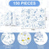 150Pcs Blue Floral Wax Paper Chinoiserie Bird Flower Deli Paper Sandwich Wrap Paper Tissue Waterproof Oil-Proof Picnic Liners for Party Kitchen Su...