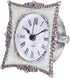 NIKKY HOME Crystal Elegant Small Quartz Analog Table Clock with Rosy Rhinestone Non-Alarm Desk Clock 3.5 by 1.5 by 3.5 Inches, White and Pink...