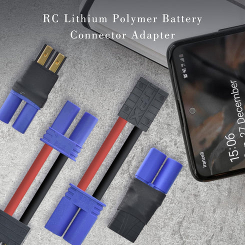 2 Pair RC LiPo Battery Connector Adapter Compatible with TRX/Traxxas Lipo Battery Plug to EC5 Male Female Connectors ESC Charger...