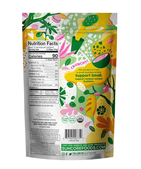 Suncore Foods Organic Hemp Seeds, Gluten-Free, Non-GMO, 8oz (1 Pack)...