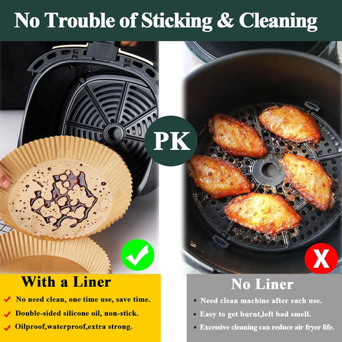 Air Fryer Paper Liners, 125PCS Non-stick Air Fryer Parchment Paper Liners,8inch Air Fryer Liners Disposable, Round Airfryer Paper Liners for for B...