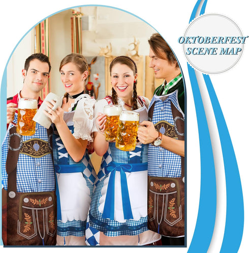 Hillban 2 Pcs Oktoberfest Mardi Gras Apron Couples Cooking Aprons German Party Costume for BBQ Baking Chef Kitchen Gifts (Fresh Style)...