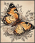 Posterizer 1 pcs- Orange butterfly with flowers-Art for Animal Lovers- Gift for Men Women Entrepreneur Teens-Living Room Bedroom Decor- unframed w...