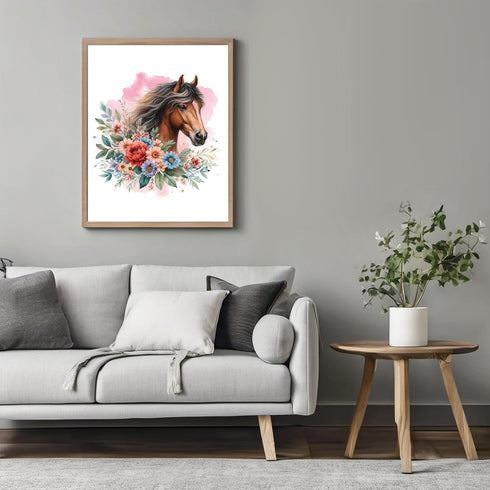 Posterizer 1 pcs-Boho Horse Rustic Farmhouse Barn Decor-Art for Animal Lovers-Floral Botanical Art-Gifts for Women-Living Room Bedroom Decor- unfr...