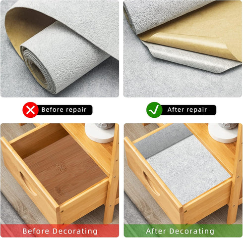 Self Adhesive Felt Velvet Fabric Liner Velvet Drawer Liner for Jewelry Drawer Craft Felt Fabric Sheet Art & Craft Making 14.2" x 78" (Light Gray)...