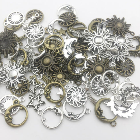 100g (About 80pcs) Craft Supplies Celestial Collection Charms Pendants for Crafting, Jewelry Findings Making Accessory for DIY Necklace Bracelet (...