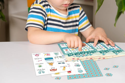 Beach Bingo Game, Party Games with 24 Players, Family Activities, Bingo Cards for Party Supplies, Party Favors Gifts for Young Adults - beach02...