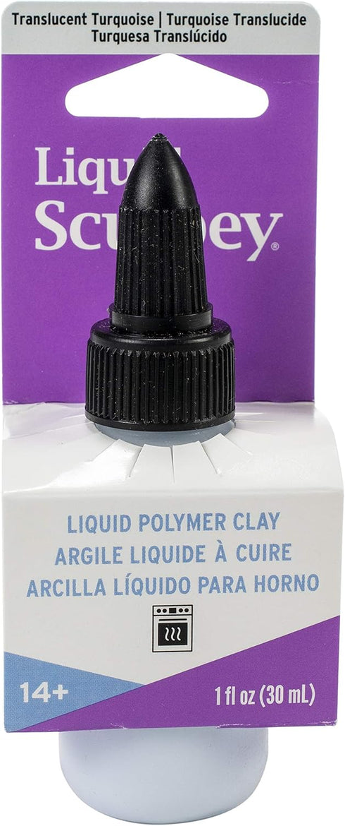 Sculpey Liquid Polymer Oven-Bake Clay, Translucent Turquoise, 1 oz. bottle, Great for jewelry, holiday, DIY, mixed media, window clings, home déco...