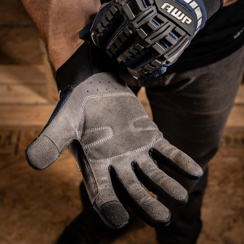 AWP Pro Protect Work Gloves for Men And Women, Full Back-Of-Hand TPR Impact Protection, X-Large,Blue...