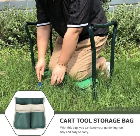 DOITOOL Garden Kneeler Tool Bag Foldable Portable Oxford Cloth Gardening Tool Storage Organizer, Multi- Pockets Gardening Hand Tool Pouch (Green)...