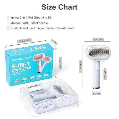 5 IN 1 Pet Grooming Brush Kit,Dog&Cat Self Cleaning Slicker Brush for Shedding.Dematting&Deshedding Dog Brush,Dog Hair Brush,Suitable for Small&La...