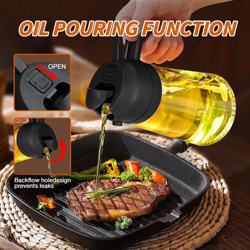 Oil Sprayer for Cooking, 2 in 1 Olive Oil Dispenser Bottle for Kitchen, 16oz/470ml Premium Glass Oil Bottle, Food-grade Oil Mister for Air Fryer, ...