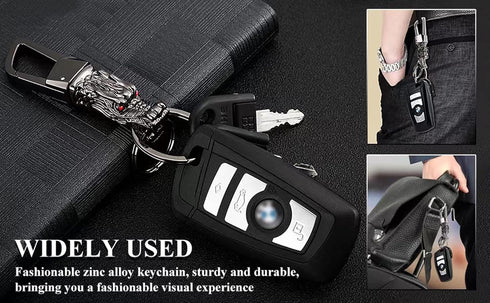 Dragon Loong Keychain Cool Car Fans Heavy Duty Zinc Alloy Metal Key Chain for Men and Women with Gift Box...