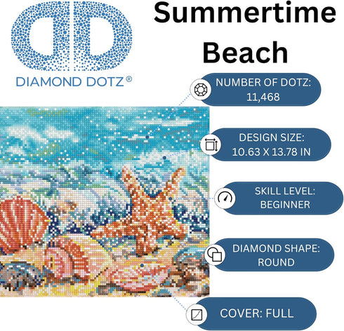 DIAMOND DOTZ ® - Summertime Beach, Full Drill, Round Dotz, Diamond Painting Kits, Diamond Art Kits for Adults, Gem Art, Diamond Art, Kits, 10.6"x1...
