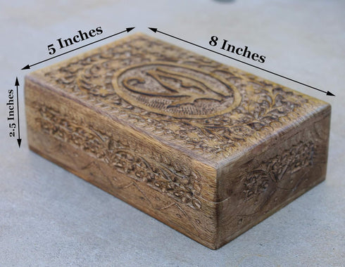 Egyptian Eye of Horus Hand Carved Jewelry Trinket Keepsake Wooden Storage Box (Large)...