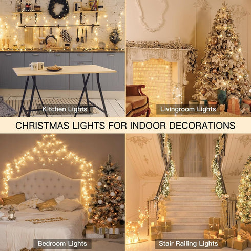 suddus Christmas Lights Outdoor,66 ft 200 LED Warm White String Lights,White Fairy Lights with Remote for Wedding, Garden, Trees, Christmas, Backy...