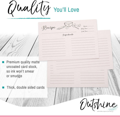 Outshine Premium Kraft Recipe Cards 3x5 Inches, Farmhouse Kitchen Design (Set of 50) | Double Sided Thick Cardstock | Bulk Blank Recipe Cards for ...