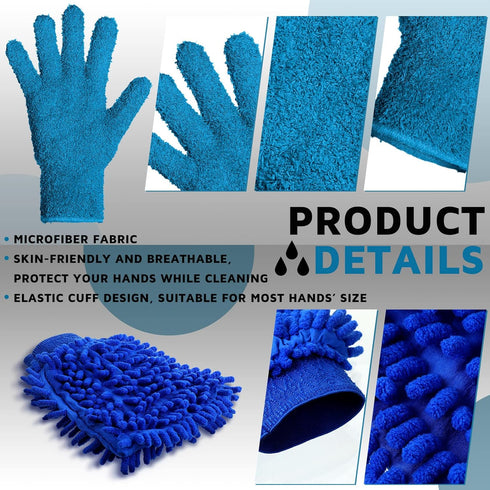 3 Pairs Dusting Gloves with 3 Pcs Microfiber Mitt, Washable Double Sided Cleaning Gloves Microfiber Dusting Mitten for Plant Car Window Corner Hou...