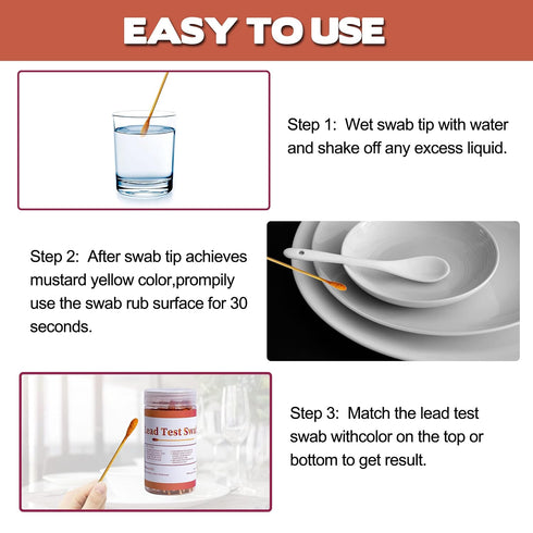 Lead Test Kit (30 Rapid Testing Swabs) 30-Second Results. Dip in Water. Home Use for All Surfaces - Painted, Dishes, Toys, Jewelry, Metal, Ceramic...