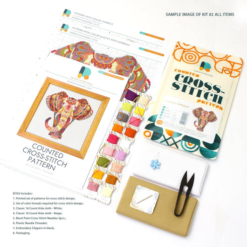 Comic Book Text Collection CS1702 - Counted Cross Stitch KIT#2 PRIME. Set of Threads, Needles, AIDA Fabric, Needle Threader, Embroidery Clippers a...