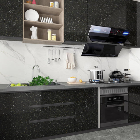 Black Gold Granite Contact Paper Peel and Stick Countertops for Kitchen Waterproof Marble Wallpaper Self Adhesive Granite Countertop Contact Paper...