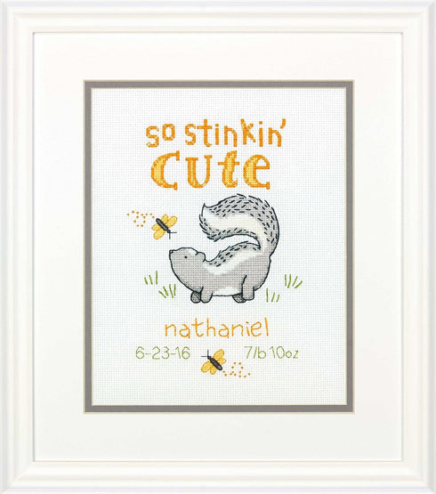 Stinkin' Cute Birth Record Counted Cross Stitch Kit-8"X10" 14 Count...