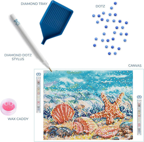 DIAMOND DOTZ ® - Summertime Beach, Full Drill, Round Dotz, Diamond Painting Kits, Diamond Art Kits for Adults, Gem Art, Diamond Art, Kits, 10.6"x1...