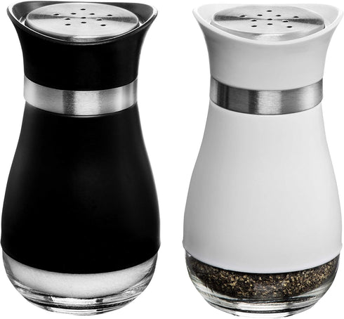 MITBAK Salt and Pepper Shakers (2-Pc. Set) Elegant w/Clear Glass Bottom | Compact Cooking, Kitchen and Dining Room Use | Classic, Refillable Desig...