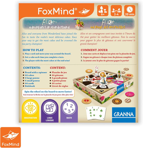 FoxMind Games: Alice's Adventures in Wonderland - Granna Fairytale Board Game, Race to Become The Tea Party Champion, Family, Ages 6+, 2-4 Players...