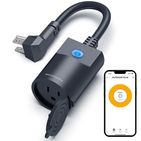 Merkury Outdoor Smart Plug - Smart Outlet, IP65 Weather-Resistant, Alexa Compatible, Remote Control, No Hub Needed - Ideal for Lights and Devices,...